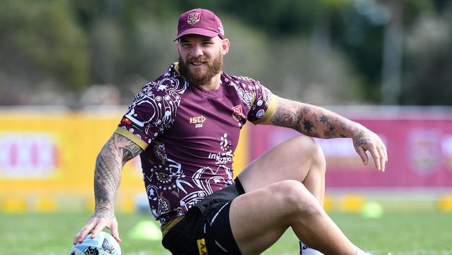 Josh McGuire looks on during the Queensland State of Origin team training session at Sanctuary Cove on the Gold Coast, Sunday, June 3, 2018. (AAP Image/Dave Hunt) NO ARCHIVING