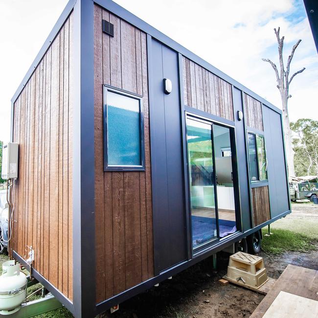 Tiny Homes, charity working with troubled youth and the Courier Mail Children's fund building a tiny home to be given away. Picture: Nigel Hallett