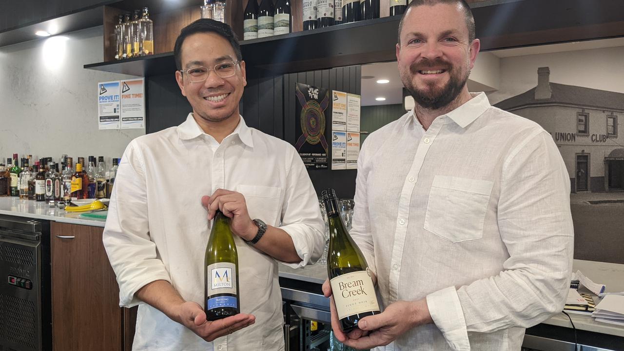 Launceston's Caledonian Wine Vaults' venue manager Satish Sherchan with owner Paul Fielding. Picture: Alex Treacy