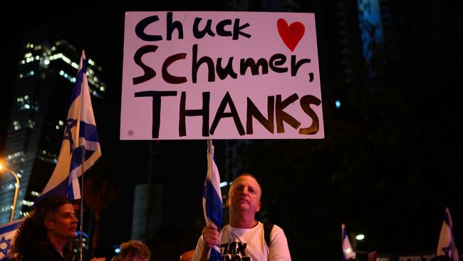 Israelis demonstrates against their government and Israeli Prime Minister Benjamin Netanyahu during a rally in Tel Aviv. Picture: Getty Images.