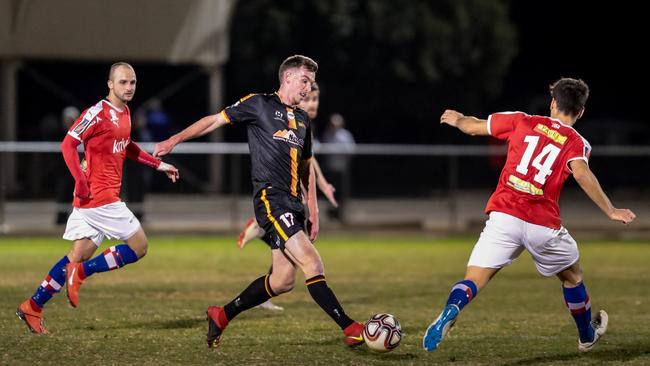 Matthew Dawber teed up Dylan Smith for MetroStars’ goal in their victory against Raiders. Picture: Adam Butler