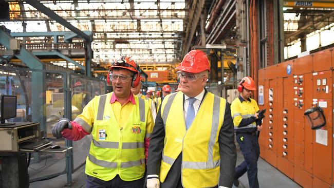 The Prime Minister took a tour of BlueScope on September 17. Picture: NCA NewsWire / Simon Bullard