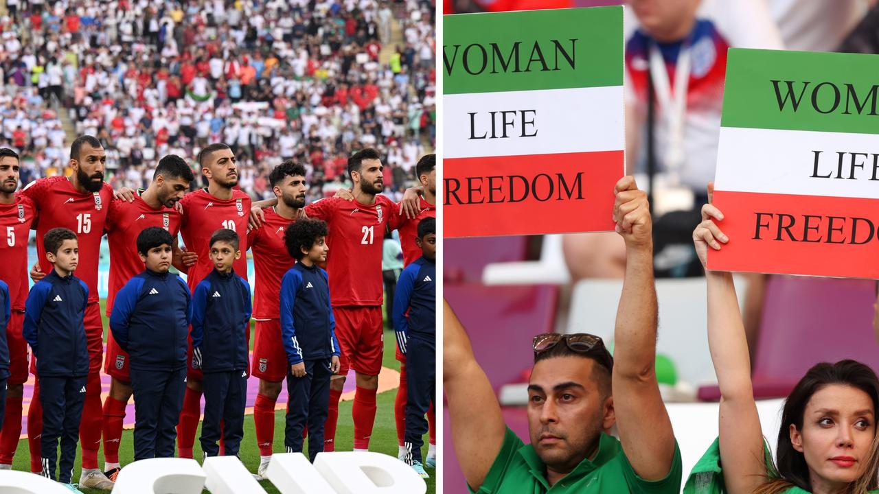 Iran players stage a remarkable protest of their own anthem