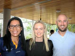 Sunshine Coast Lightning coach Noeline Taurua, with Tayah Bot and Dave McLenaghan at the University of the Sunshine Coast Health and Sport Centre for the Maroochydore Chamber of Commerce coffee morning with Sunshine Coast Lightning. Picture: Erle Levey