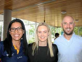 Sunshine Coast Lightning coach Noeline Taurua, with Tayah Bot and Dave McLenaghan at the University of the Sunshine Coast Health and Sport Centre for the Maroochydore Chamber of Commerce coffee morning with Sunshine Coast Lightning. Picture: Erle Levey