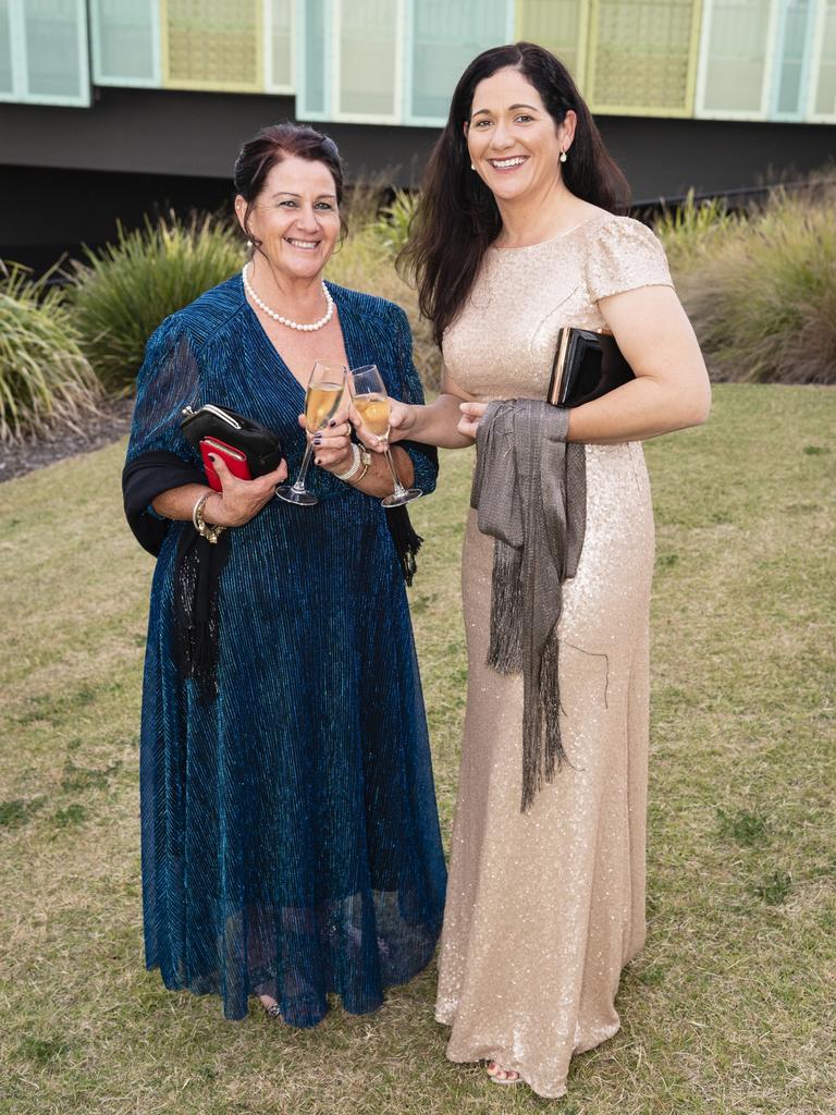 Letitia Robertson (left) and Sonya Parker at LifeFlight Toowoomba Gala at The Goods Shed, Saturday, May 6, 2023. Picture: Kevin Farmer