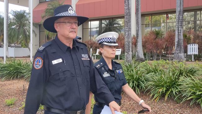 Joint Emergency Services Communication Centre Dispatch Sergeant Wolfgang Langeneck with NT Police superintendent Kirsten Engels after day two of the coronial inquest into the domestic violence death of Ngeygo Ragurrk.