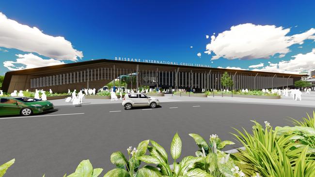 An artist’s impression of the Brisbane International Cruise Terminal at Luggage Point.