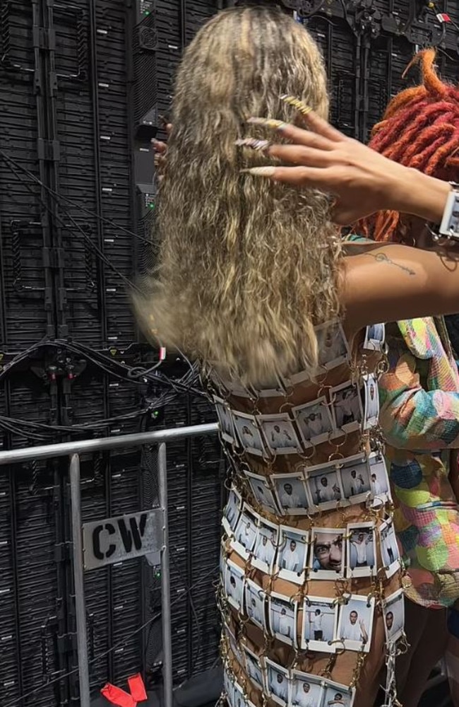 She flashed the flesh in a see-through dress made up of instant photos. Picture: instaxfujifilm