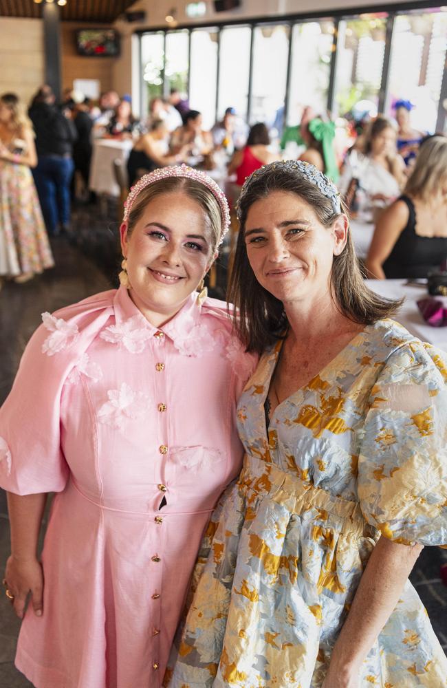 Crystal Hayes (left) and Emma Reynolds at Fitzy's Melbourne Cup Party, Tuesday, November 5, 2024. Picture: Kevin Farmer