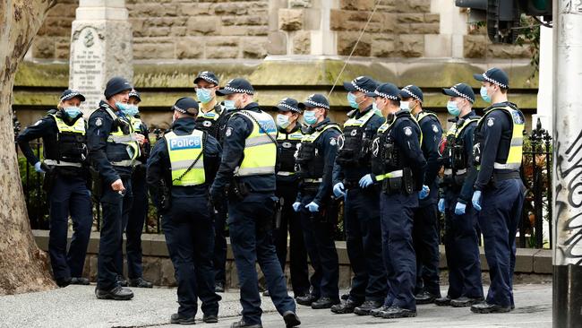 Police officers on patrol in Melbourne CBD. Picture: Darrian Traynor/Getty Images