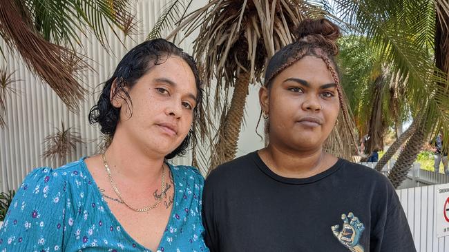 Dale Talbot’s partner Tamara Cole with his daughter Erika Talbot, 17, outside Darwin Local Court after his attackers Karlla Maree Garling and Joseph Travis Hazelbane were sentenced on Friday March 4.