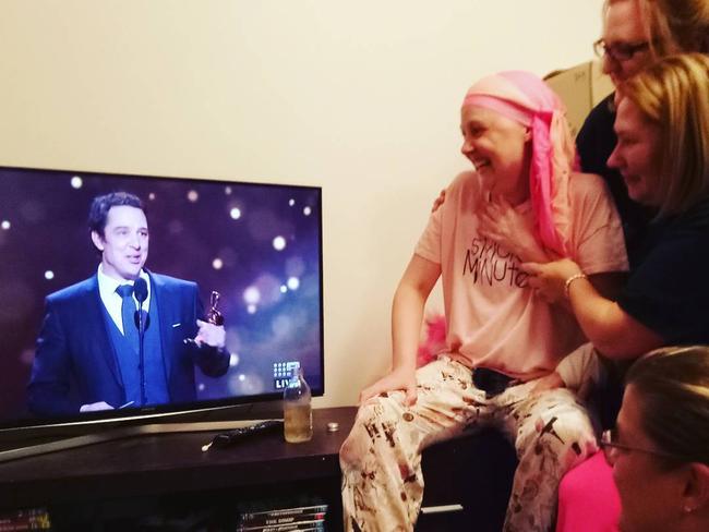 Samuel Johnson's sister Connie watches as Samuel receives his Gold Logie.