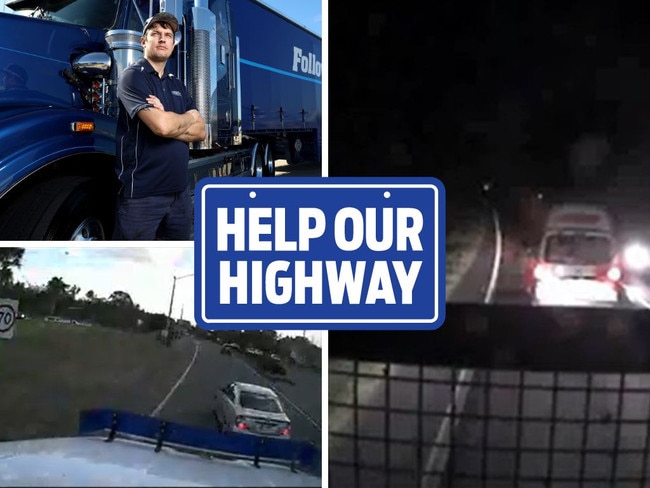 Incredibe vision has emerged of the near misses truck drivers have each day on the Bruce Highway