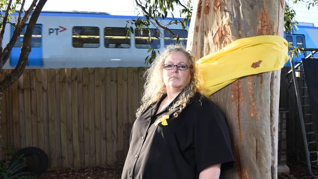Sally-Anne McCormack is furious about plans to cut down a tree in her backyard. Picture: Lawrence Pinder