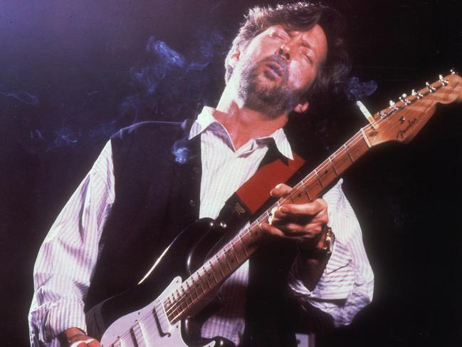 Eric Clapton playing a 1986 Pewter Fender Stratocaster guitar.