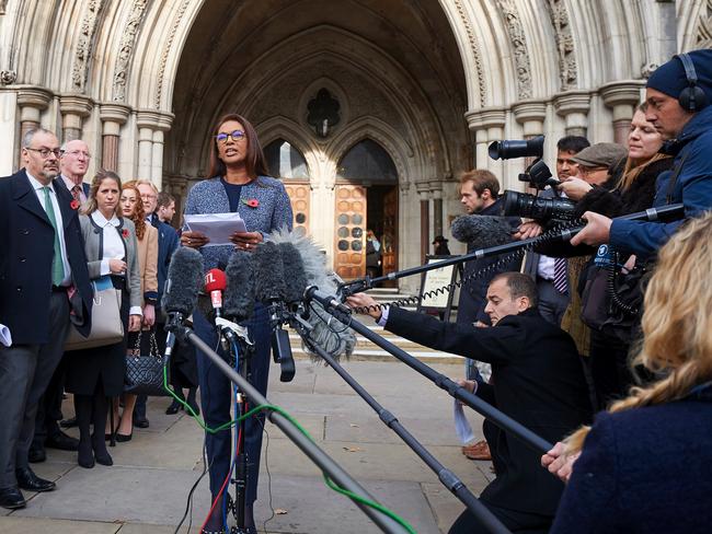 Campaigner Gina Miller outside the High Court in central London after winning the legal challenge that Article 50 cannot be triggered without a decision by the British Parliament. Picture: Niklas Halle'n/AFP