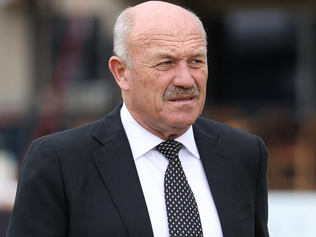 Wally Lewis at the funeral service for Paul Green at Wynnum Manly Leagues Club. Picture: Liam Kidston