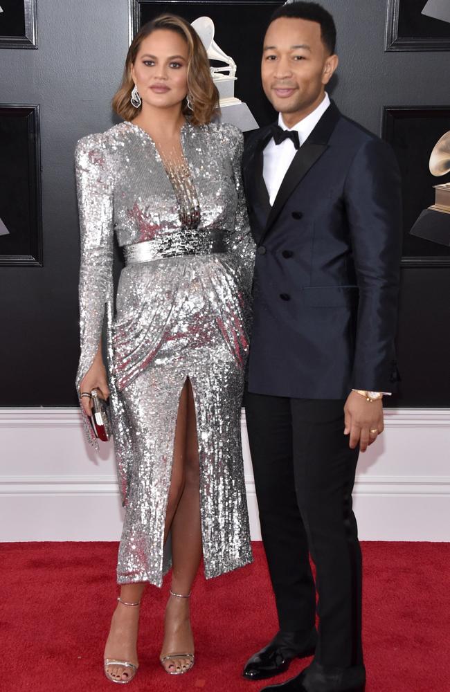 Model Chrissy Teigen and recording artist John Legend attend the 60th Annual GRAMMY AWARDS. Picture: Getty