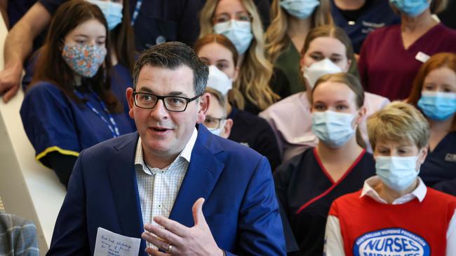 Victorian Premier Dan Andrews announces free university for thousands of nurses and midwives. Picture: Ian Currie