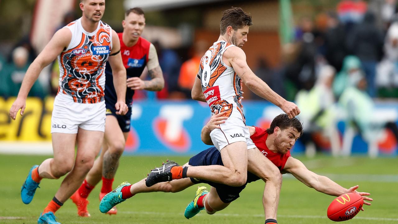 Jack Viney was terrific on a difficult day for the Demons. Picture: Michael Willson/AFL Photos