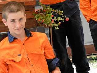 Adam Byrne prepares for today's pop-up stalls at the Armstrong Street community gardens. Picture: Jann Houley