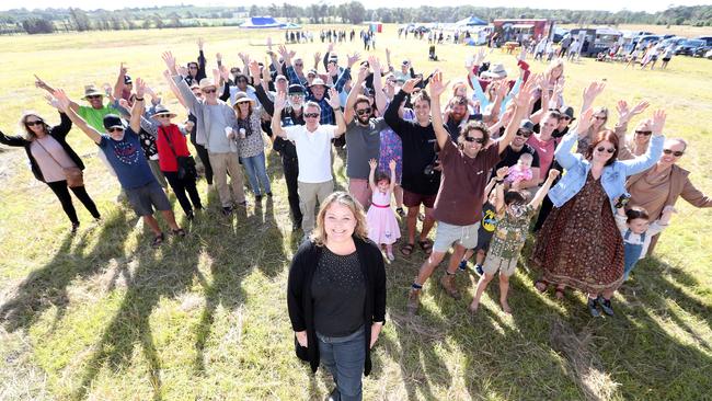 The Relocate Tweed Valley Hospital Team continues to call for alternate hospital site. Hayley Paddon with supporters. Photo by Richard Gosling