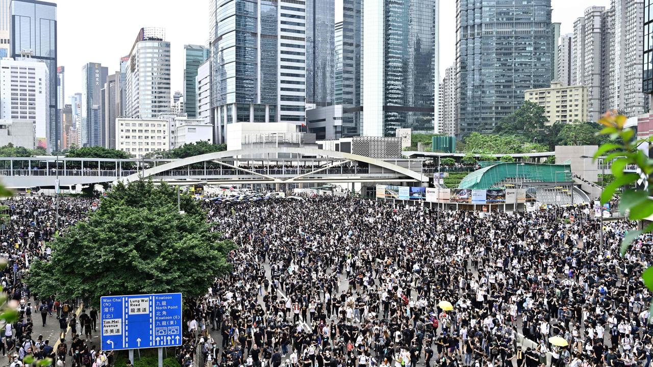 Protesters occupy two main highways near the government headquarters. Picture: Anthony Wallace/AFP