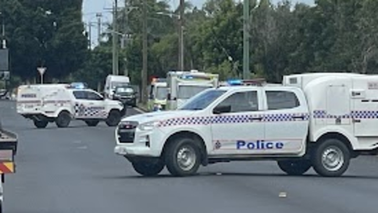 Police responded to reports of a crash that led to a person being hit by a car on Goldsmith St, near the Mackay CBD. Picture: Fergus Gregg.