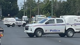 Police responded to reports of a crash that led to a person being hit by a car on Goldsmith St, near the Mackay CBD. Picture: Fergus Gregg.