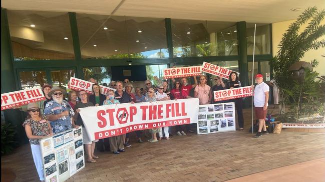 Yamba residents protesting the WYURA at the Clarence Valley Council meeting in April. Picture: Facebook