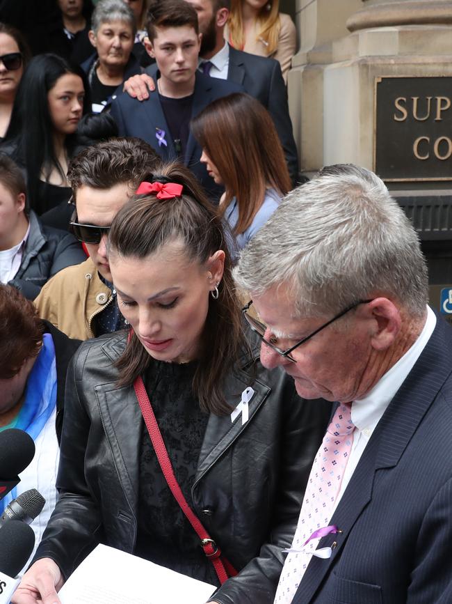 Alicia’s sister, Lauren Little outside court after Evans’ sentencing. Picture: AAP