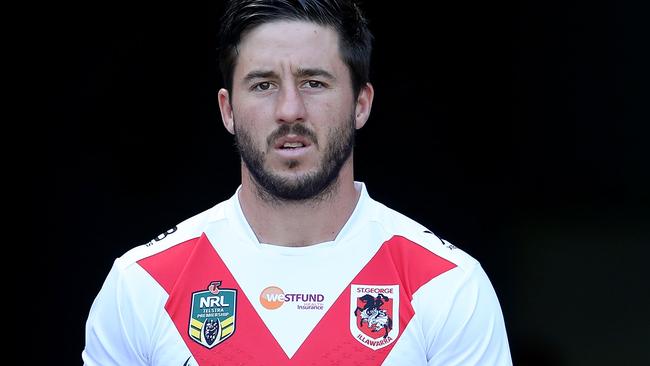 Ben Hunt wears a look of focus in his first run out with the Dragons.