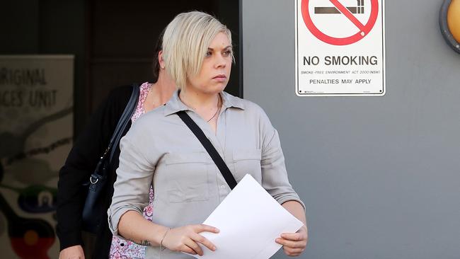 Marlee Kelley leaves Wyong Court on Tuesday where she is facing driving charges after a crash at Wyongah, which left her and another woman seriously injured. PIcture: AAP Image/Sue Graham