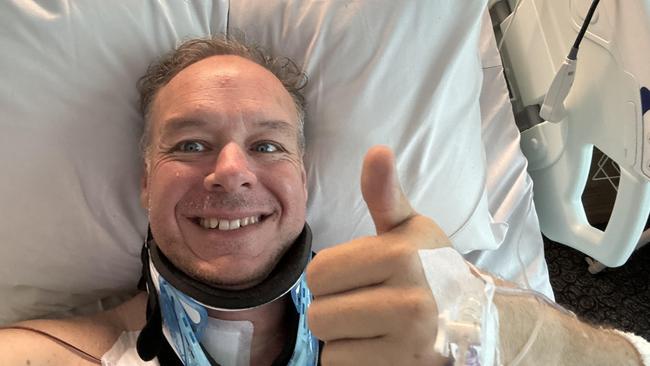 Radio and TV personality Ben Dobbin was lucky to be alive after a bad crash. Picture: Supplied