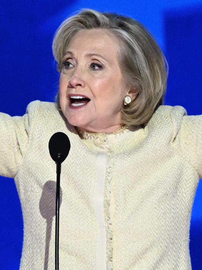 Former US Secretary of State Hillary Clinton speaks on the first day of the Democratic National Convention. Picture: AFP