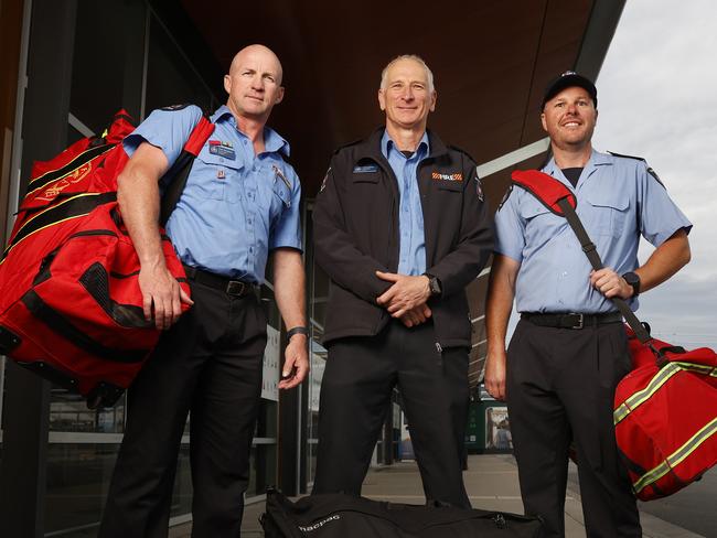 Dale Nicolson fourth officer Kingston Fire Brigade, Chris Allfree fourth officer Taroona Fire Brigade, Jonathon Belbin fourth officer Rokeby Fire Brigade who are all remote area trained and volunteer firefighters.  Tasmania Fire Service firefighters are heading to Victoria to assist with fighting bushfires as conditions worsen.  Picture: Nikki Davis-Jones