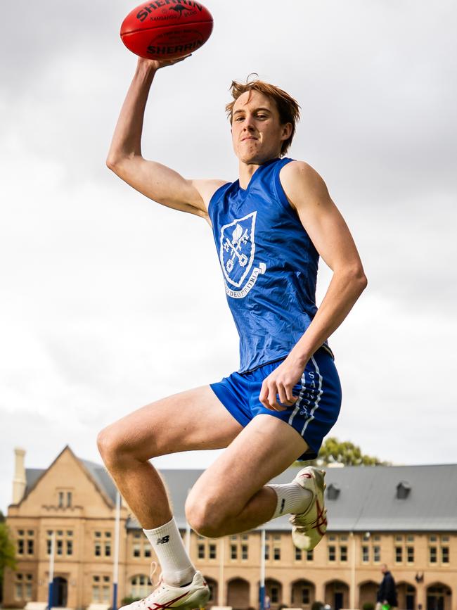 Ned Bowman shows off his athleticism at St Peter's College. Picture: Tom Huntley