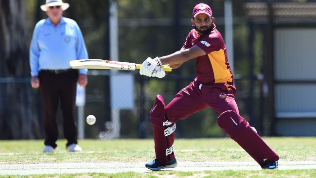 BHRDCA: Blackburn batsman H.L De Silva cuts the ball away. Picture: Steve Tanner