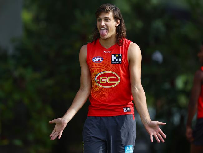 Suns rookie ruckman Ned Moyle is tipped to play again on Friday. Picture: Chris Hyde / Getty Images