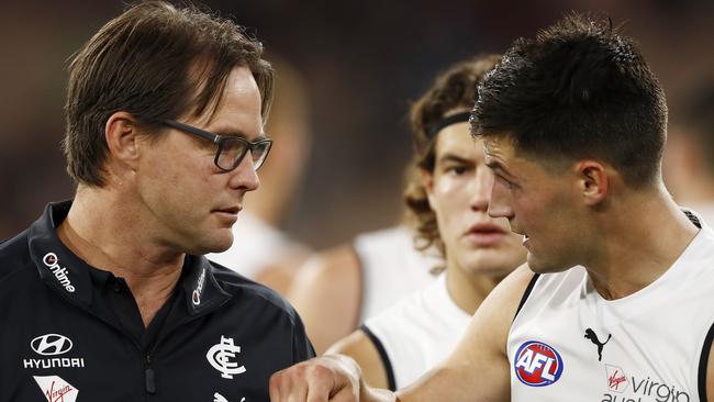 It’s time for David Teague and the Blues to find some defensive steel. Picture: AFL Photos/Getty Images