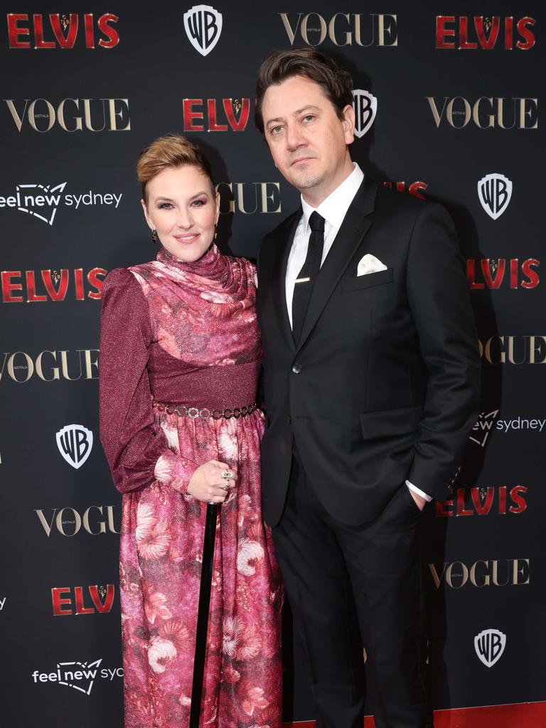 Kate Mulvany and Hamish Michael on the red carpet at the Sydney premiere of Elvis, The State Theatre, Sydney CBD. Picture: Damian Shaw