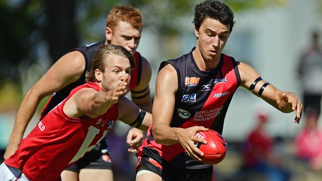 New West Adelaide captain Tom Keough in action against North. Picture: Tom Huntley