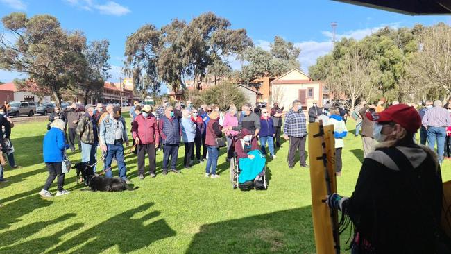 Dozens of Whyalla residents gathered to protest against the closure of Kindred Living's Annie Lockwood Court nursing home on Tuesday morning. Picture: Supplied