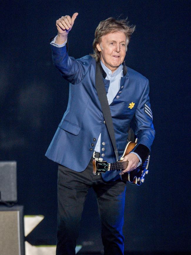 Paul McCartney at AAMI Park in Melbourne. Picture: Jake Nowakowski