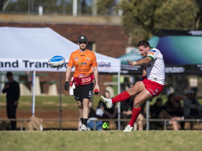 Jack Campagnolo converts for Wynnum Manly Seagulls. Picture: Kevin Farmer