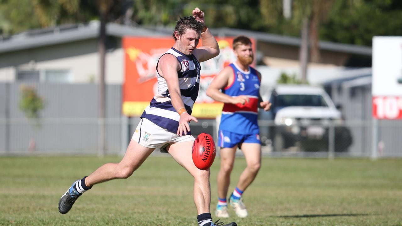 Jordan Chapman in the AFL Cairns seniors match between Centrals Trinity Beach Bulldogs and Port Douglas Crocs, held at Crathern Park, Trinity Beach. Picture: Brendan Radke