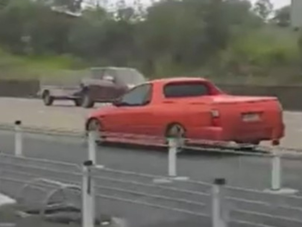 A man has been arrested after driving down the wrong side of the road, leading police to an enormous chase-off. Picture: 9News