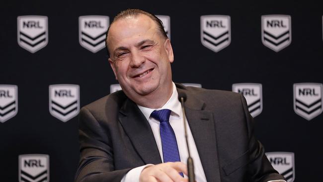 SYDNEY, AUSTRALIA – SEPTEMBER 03: Australian Rugby League Commission Chairman Peter V'landys speaks to the media during a NRL press conference at Rugby League Central on September 03, 2020 in Sydney, Australia. (Photo by Mark Metcalfe/Getty Images)