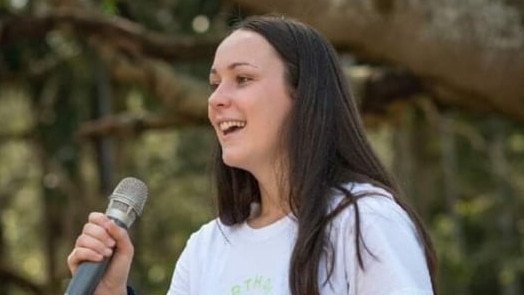 Ellena Cheers-Flavell speaks at the 2019 School Strike 4 Climate Action. Picture: Rob Cleary